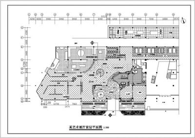 [北京]某艺术展馆整层室内装修cad平面施工图